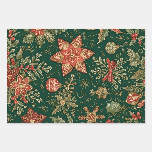 Vintage Christmas Pattern - Wrapping Paper Sheets ラッピングペーパーシート (正面)