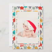 Vintage Christmas Photo Birth Announcements シーズンカード (正面)