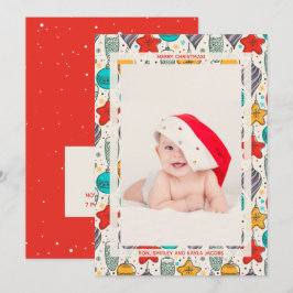 Vintage Christmas Photo Birth Announcements シーズンカード