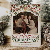 Vintage Christmas Photo Card Holiday invitation 招待状