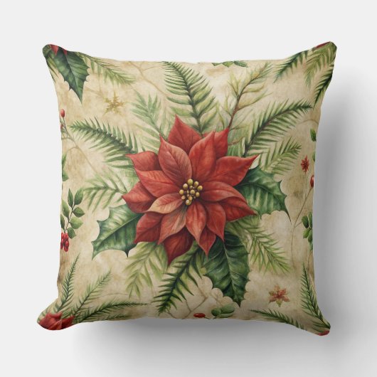 Vintage Christmas Pillow – Retro Holiday Design クッション (正面)