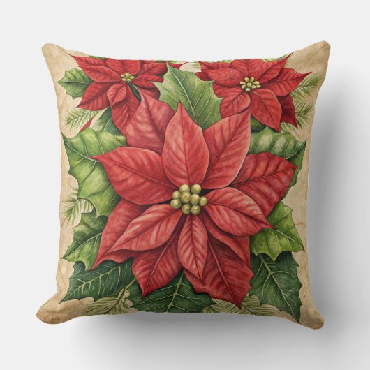 Vintage Christmas Pillow – Retro Holiday Design クッション (正面)