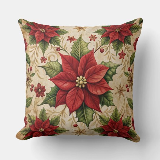 Vintage Christmas Pillow – Retro Holiday Design クッション (正面)
