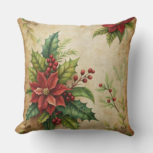 Vintage Christmas Pillow – Retro Holiday Design クッション (正面)