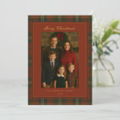 Vintage Christmas Plaid Traditional Family シーズンカード (スタンド正面)
