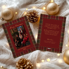 Vintage Christmas Plaid Traditional Family Photo シーズンカード