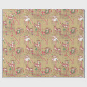 Vintage Christmas, Poinsettiaリーストナカイ ラッピングペーパー (フラット)