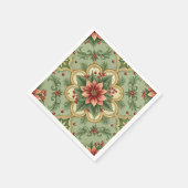 Vintage Christmas Poinsettia スタンダードカクテルナプキン (角)