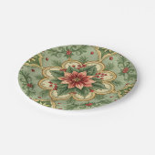 Vintage Christmas Poinsettia  ペーパープレート (アングル)