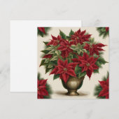 Vintage Christmas Poinsettia Bouquet シーズンカード (正面/裏面)