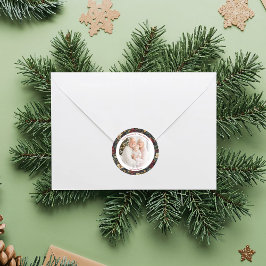 Vintage Christmas Poinsettias ラウンドシール