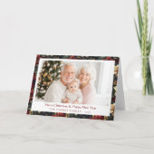 Vintage Christmas Poinsettias Folded Holiday Card カード (正面)