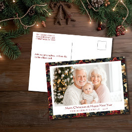 Vintage Christmas Poinsettias Holiday Post Card シーズンポストカード