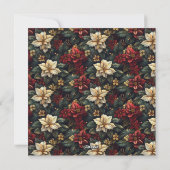 Vintage Christmas Poinsettias Square Flat Card シーズンカード (裏面)