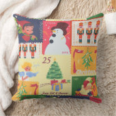 Vintage Christmas post stamps  クッション (ブランケット)