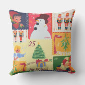 Vintage Christmas post stamps  クッション (裏面)