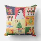 Vintage Christmas post stamps  クッション (正面)