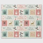 Vintage Christmas Postage Pattern ラッピングペーパー (フラット)