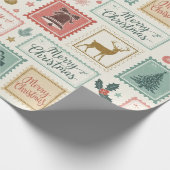 Vintage Christmas Postage Pattern ラッピングペーパー (角)