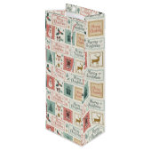 Vintage Christmas Postage Pattern ワインギフトバッグ (裏面アングル)