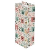 Vintage Christmas Postage Pattern ワインギフトバッグ (正面アングル)
