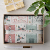Vintage Christmas Postage Pattern 薄葉紙 (ギフト)