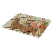 VIntage Christmas Postcard, Santa with Reindeer カッティングボード (角)