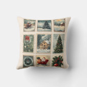 Vintage Christmas Postcard Throw Pillow クッション (裏面)