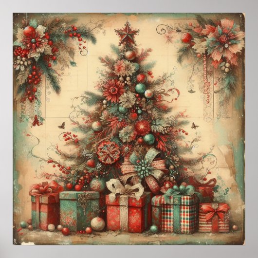 Vintage Christmas Poster ポスター (正面)