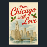 Vintage Christmas Poster – 愛とシカゴから ポスター<br><div class="desc">このヴィンテージ魅力的クリスマスポスターでフェスティバルの雰囲気を送る – シカゴから愛で。象徴的なシカゴの魅力と融合した懐かしい休日の要素を持つ、このポスターは完璧な季節の装飾や思いやりのある贈り物を作る。休日にヴィンテージアートやウィンディシティプライドを崇拝する家、オフィス、または誰でも理想的。</div>