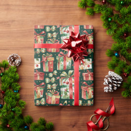 Vintage Christmas Presents Wrapping Paper ラッピングペーパー