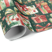 Vintage Christmas Presents Wrapping Paper ラッピングペーパー (ロールコーナー)