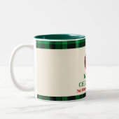 Vintage Christmas Red Green Tartar Plaid Family  ツートーンマグカップ (左)
