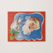 Vintage Christmas, Retro Jolly Santa Claus ジグソーパズル (横)