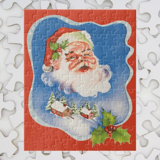 Vintage Christmas, Retro Jolly Santa Claus ジグソーパズル