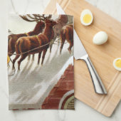 Vintage Christmas, Saint Nicholas on the Rooftop キッチンタオル (四つ折り)