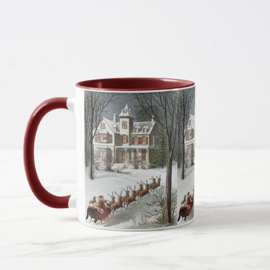 Vintage Christmas, Saint Nicholas with Reindeer マグカップ (左)