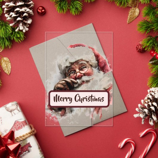 Vintage Christmas Santa Acrylic Card  アクリル招待状 (インサイチュ (クリスマス))
