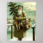 vintage Christmas Santa Angel Holiday Poster ポスター<br><div class="desc">vintage Christmas Santa Angel Holiday Poster</div>