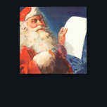 Vintage Christmas, Santa Claus いけな Nice List キャンバスプリント<br><div class="desc">ヴィンテージイラストレーションメリークリスマスの休日の画像すてきは、サンタクロースが赤い帽子を被り、クリスマスイブに彼のいけなまたは素敵なリストをチェックする。</div>