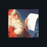 Vintage Christmas, Santa Claus いけな Nice List キャンバスプリント<br><div class="desc">ヴィンテージイラストレーションメリークリスマスの休日の画像すてきは、サンタクロースが赤い帽子を被り、クリスマスイブに彼のいけなまたは素敵なリストをチェックする。</div>
