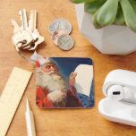 Vintage Christmas, Santa Claus いけな Nice List キーホルダー<br><div class="desc">ヴィンテージイラストレーションメリークリスマスの休日の画像すてきは、サンタクロースが赤い帽子を被り、クリスマスイブに彼のいけなまたは素敵なリストをチェックする。</div>