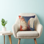 Vintage Christmas, Santa Claus いけな Nice List クッション<br><div class="desc">ヴィンテージイラストレーションメリークリスマスの休日の画像すてきは、サンタクロースが赤い帽子を被り、クリスマスイブに彼のいけなまたは素敵なリストをチェックする。</div>
