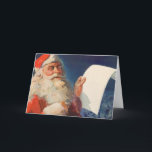 Vintage Christmas, Santa Claus いけな Nice List シーズンカード<br><div class="desc">ヴィンテージイラストレーションメリークリスマスの休日の画像すてきは、サンタクロースが赤い帽子を被り、クリスマスイブに彼のいけなまたは素敵なリストをチェックする。</div>