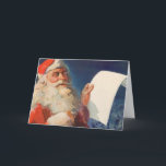 Vintage Christmas, Santa Claus いけな Nice List シーズンカード<br><div class="desc">ヴィンテージイラストレーションメリークリスマスの休日の画像すてきは、サンタクロースが赤い帽子を被り、クリスマスイブに彼のいけなまたは素敵なリストをチェックする。</div>