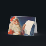 Vintage Christmas, Santa Claus いけな Nice List シーズンカード<br><div class="desc">簡単カスタマイズはクリスマスカードに自分の特別メッセージを追加！ヴィンテージイラストレーションメリークリスマスの休日の画像すてきは、サンタクロースが赤い帽子を被り、クリスマスイブに彼のいけなまたは素敵なリストをチェックする。</div>