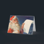 Vintage Christmas, Santa Claus いけな Nice List シーズンカード<br><div class="desc">簡単カスタマイズはクリスマスカードに自分の特別メッセージを追加！ヴィンテージイラストレーションメリークリスマスの休日の画像すてきは、サンタクロースが赤い帽子を被り、クリスマスイブに彼のいけなまたは素敵なリストをチェックする。</div>