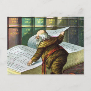 Vintage Christmas, Santa Claus いけな Nice List シーズンポストカード