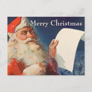 Vintage Christmas, Santa Claus いけな Nice List シーズンポストカード