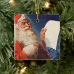Vintage Christmas, Santa Claus いけな Nice List セラミックオーナメント<br><div class="desc">ヴィンテージイラストレーションメリークリスマスの休日の画像すてきは、サンタクロースが赤い帽子を被り、クリスマスイブに彼のいけなまたは素敵なリストをチェックする。</div>